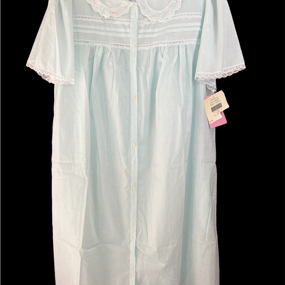 80s VTG Cache Lightweight Mint green Cotton Short SLV  Housecoat/gown set
